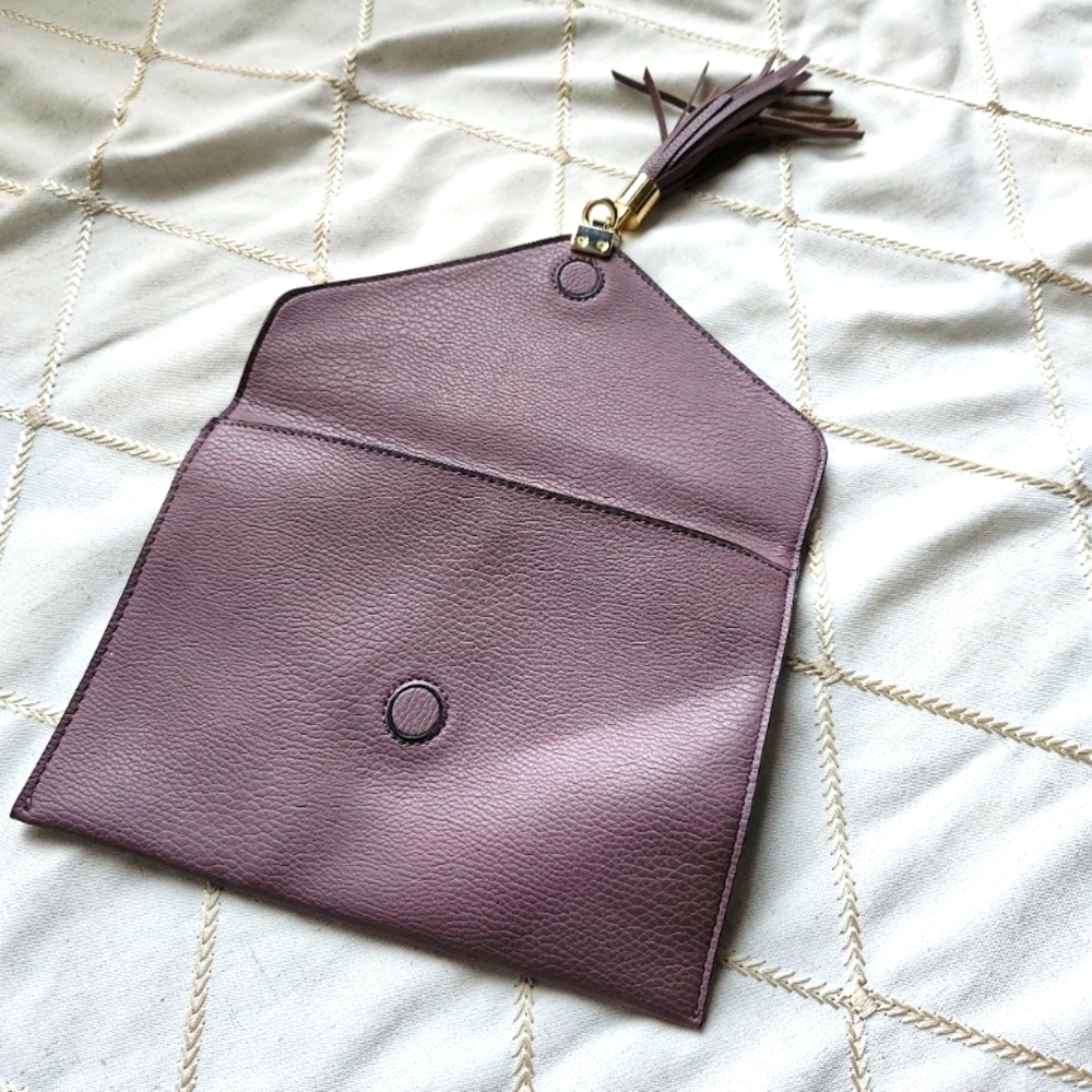 Big Buddha Faux Leather Clutch Bag Taupe Neutral Brown Wristlet Purse - Picture 3 of 5